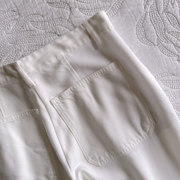 Massimo Dutti - Pleated Lightweight Loose Fit Lyocell Wide Leg Pants - White - Picture 15 of 15